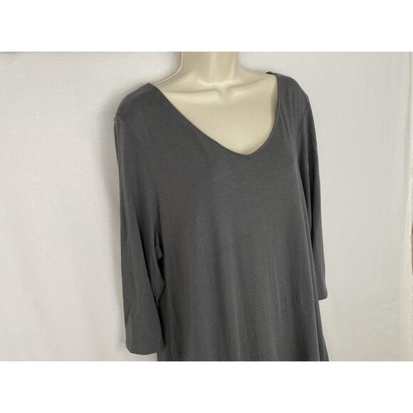 J Jill JPure Jill Maxi Dress Womens XL Gray 3/4 Sleeve V Neck Lounge Casual Knit - Picture 3 of 14